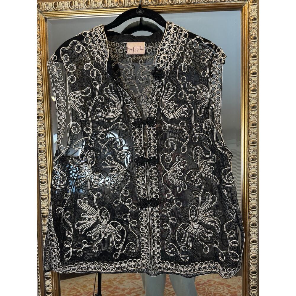 Mary McFadden Mesh Vest Toggle, Gold Accents